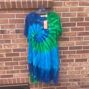 Tie dye blue & green dress